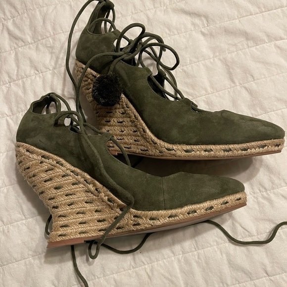 Tory Burch Heather Wedge Lace Up Espadrille Size 10 - Picture 2 of 5
